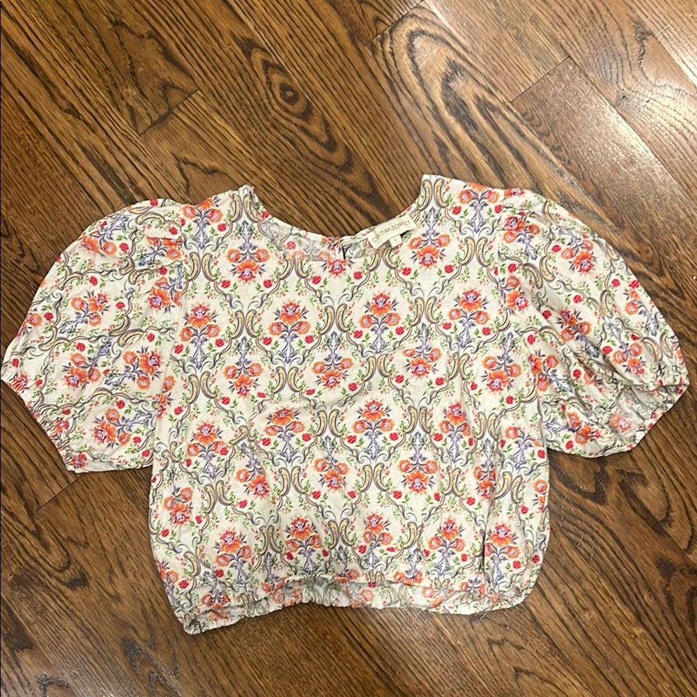 Cynthia Rowley Floral Puff Sleeve Top